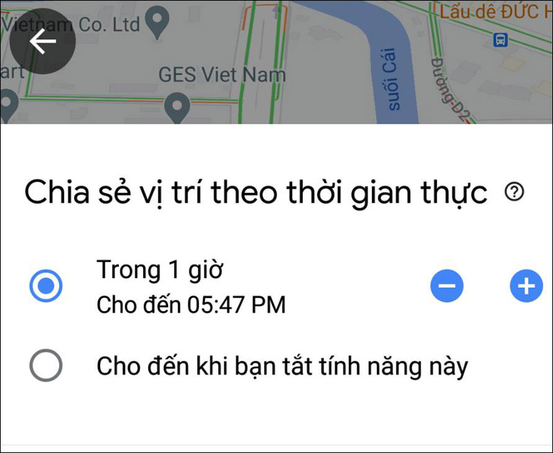 Chọn thời gian chia sẻ